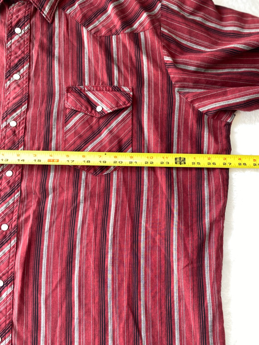 Wrangler Men's Short Sleeve Striped Western Pearl Snap Shirt XXL Red Y2K Vintage - Picture 4 of 9